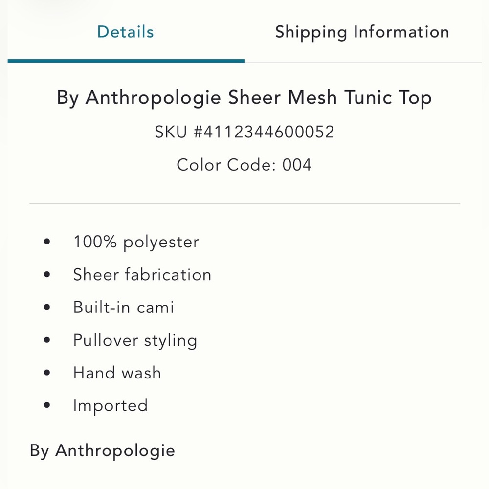 Anthropologie Sheer Mesh Tunic Top Dress 🪷 Size XXS 🪷 NWT 🪷 Sold Out! - Picture 6 of 7